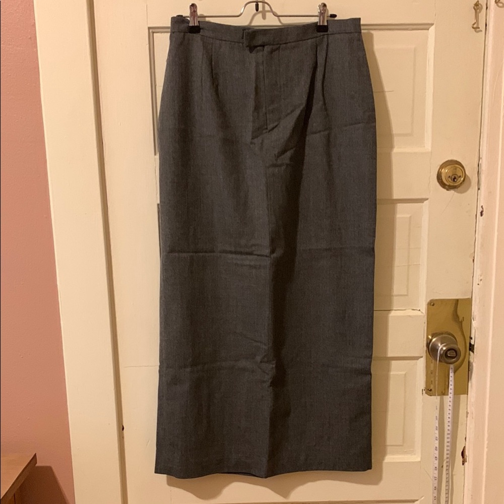 Charcoal Wool Tailored Pencil Skirt for Business Wear